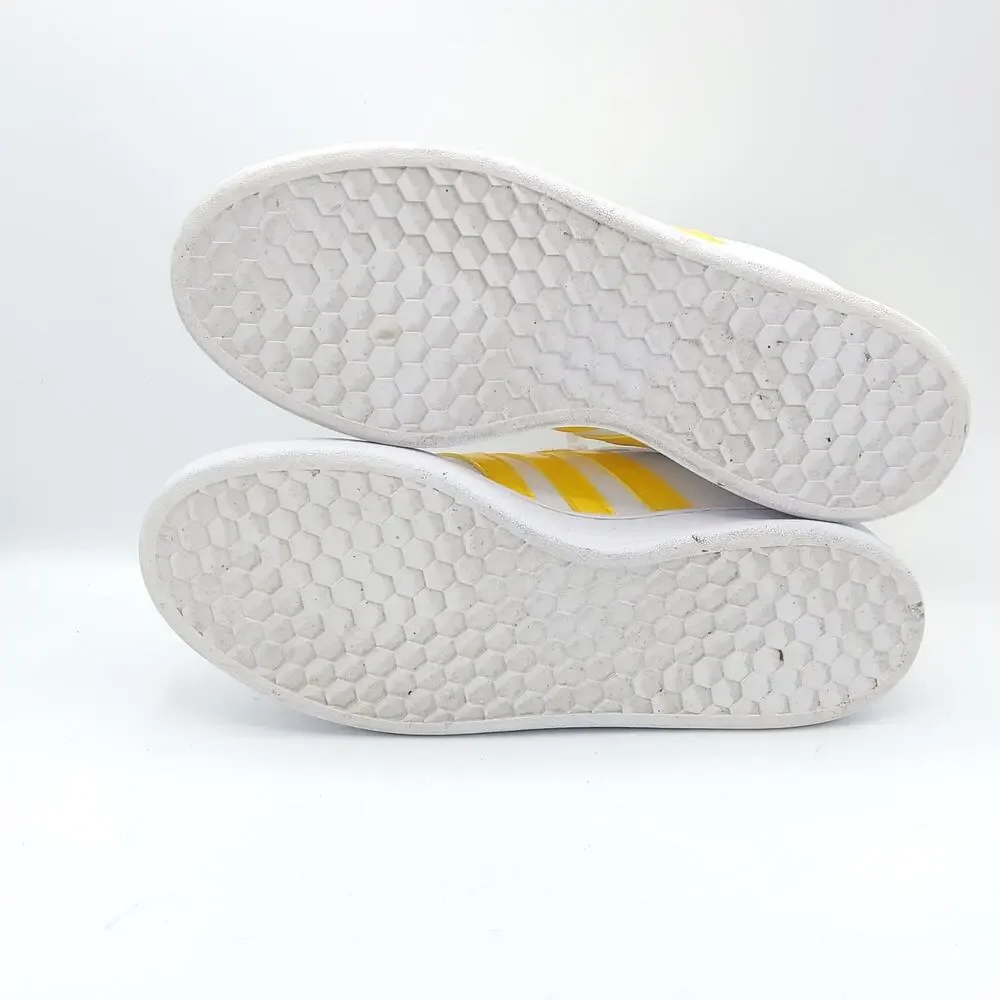 Adidas Grand Court White Yellow Stripe Superstar Casual EE9687 Womens size 9.5 - Picture 5 of 9